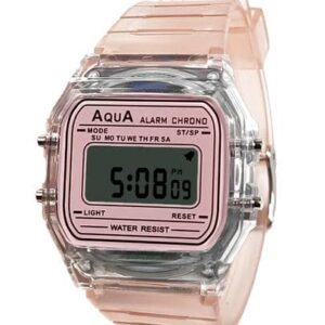 Relógio Feminino Aqua AQ-81 Rosa Transparente