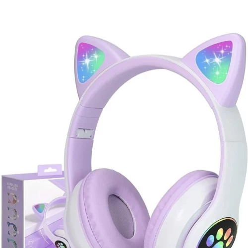 Fone De Ouvido Bluetooth Orelha Gatinho Infantil Led Sem Fio