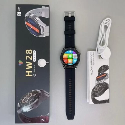 Relógio Smartwatch Hw28 Prata com NFC c/ capinha e pelicula de brinde