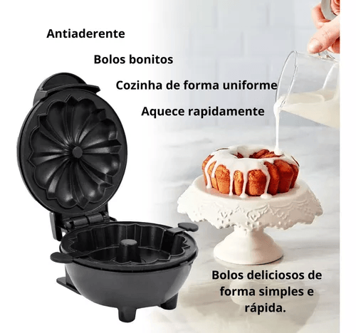 Máquina De Fazer Bolos Antiaderente Compacta Mini Bolo Cake Elétrica