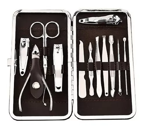 Kit Manicure Masculino Feminino Estojo 12 Peças Aço Inox