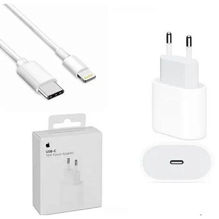 Carregador Cabo Lightning Usb + Fonte Carregador Turbo 20w IOS