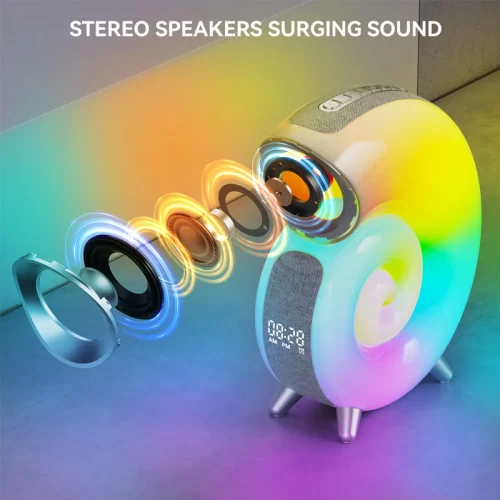 Caixa De Som Concha Bluetooth Speaker Smart Controle Light RGB Som