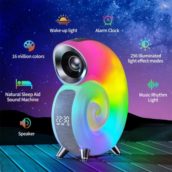 Caixa De Som Concha Bluetooth Speaker Smart Controle Light RGB Som