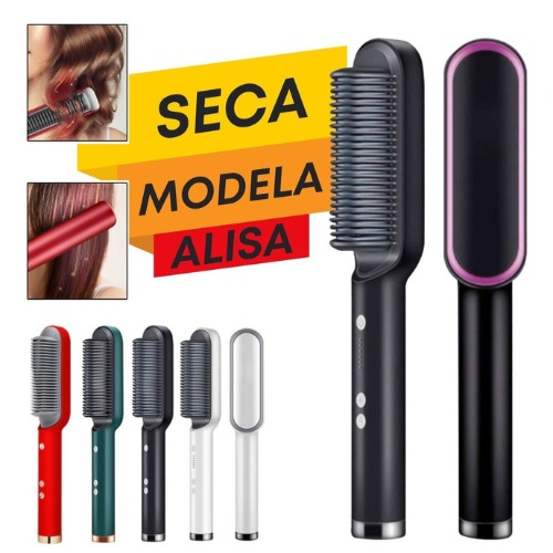 Escova Profissional Pente Alisadora 3 Em 1 Seca Modela Cabelo