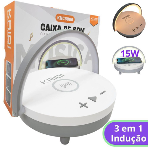 Caixa de Som com Carregador por Indução 15W Led-Kaidi-KNC-8860