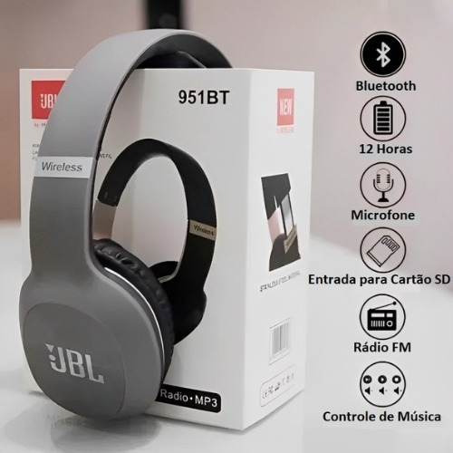 Fone Headphone Sem Fio 951BT – Rádio FM, MP3, Bluetooth, Cartão SD