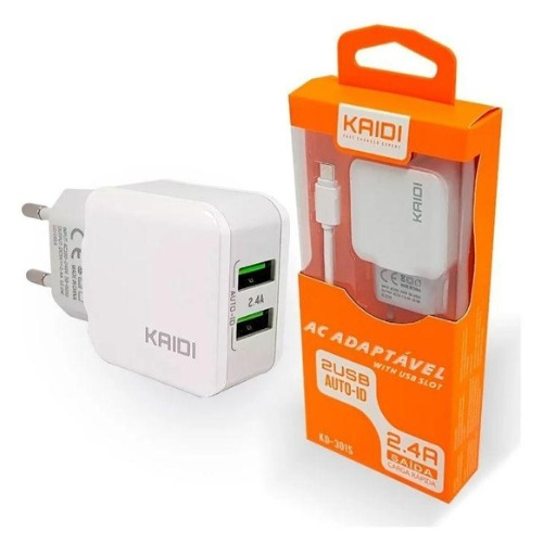 Carregador Turbo Celular Smartphone 2 USB Kaidi