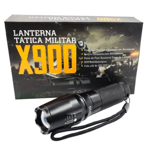 Lanterna Militar X900 Recarregável LED Tático e Impermeável