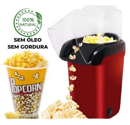 Pipoqueira Elétrica Popcorn Maker 110V/220V Máquina de Fazer Pipoca Sem Óleo, Compacta e Prática