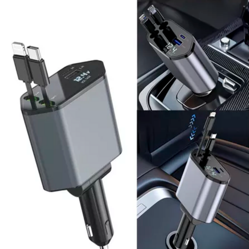 Carregador De Carro, Carregador Usb C 4 Em 1