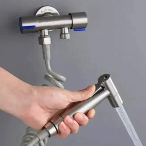 Torneira Registro Ducha Higiênica 2 Saídas Água Metal Inox