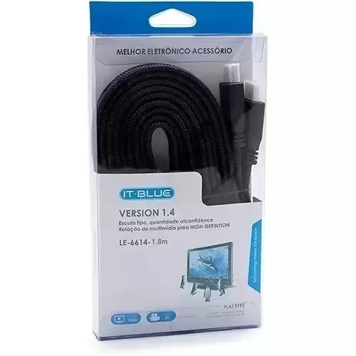 Cabo HDMI IT-BLUE 1.8M LE-6614 FULL HD 1080P 1.4 FLAT