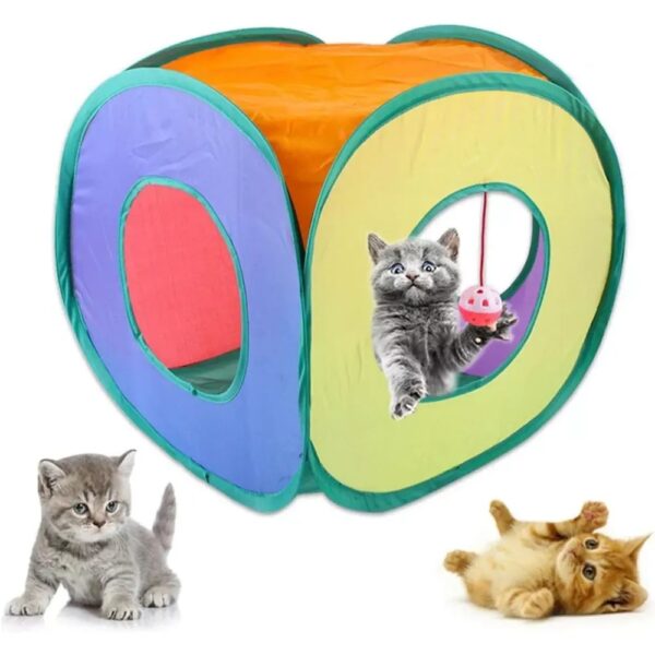 Cubo De Gato Rolante Aberto Túnel Interativo Pet Retrátil