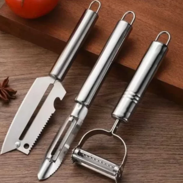 Kit Cortador, Ralador, Fatiador e 3 Descascadores de Legumes Inox - Image 3