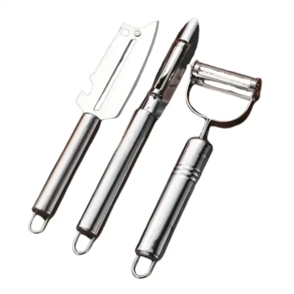 Kit Cortador, Ralador, Fatiador e 3 Descascadores de Legumes Inox - Image 4