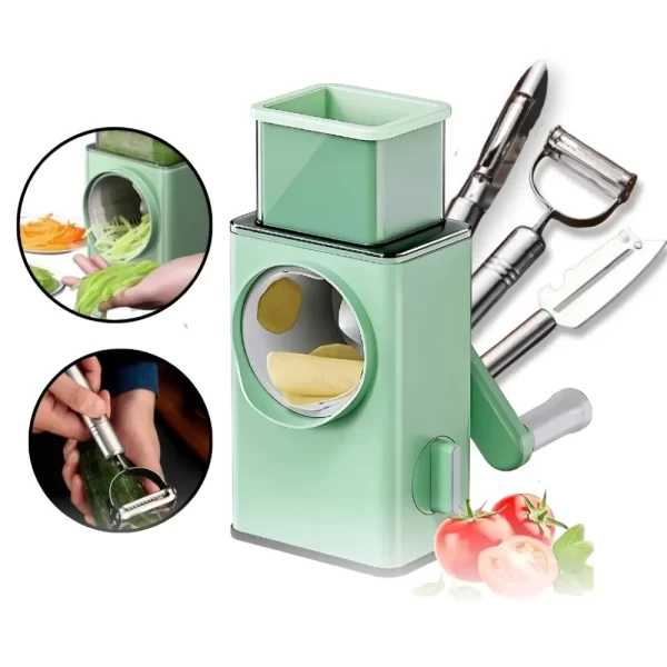 Kit Cortador, Ralador, Fatiador e 3 Descascadores de Legumes Inox