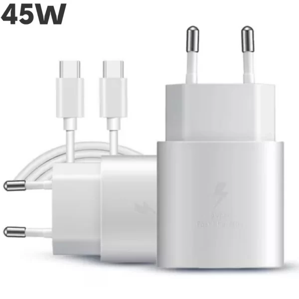 Carregador Ultra Fast Charging PD 45W Samsung para Galaxy A51, A71, A70, A50, S10, S20 – 2 USB-C