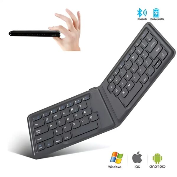Teclado Portátil Dobrável Sem Fio Bluetooth – Compacto e Versátil