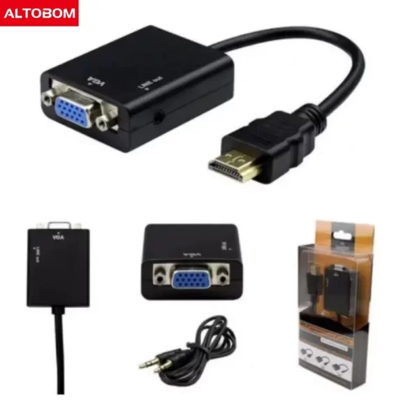 Cabo Adaptador Conversor HD MI Para Vga Com Saída P2 De Áudio - Image 2