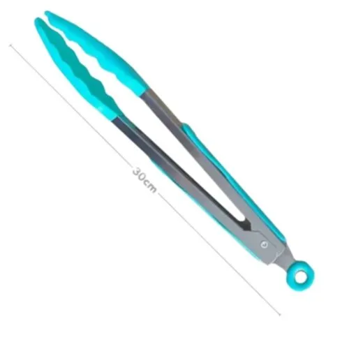 Kit 2 Conchas de Silicone 31cm + Pinça Pegador 30cm Inox Multiuso