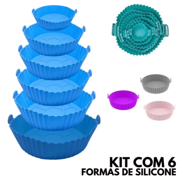 Kit 6 Formas de Silicone para Airfryer - Tamanhos Variados, Antiaderente, Lavável - Image 5
