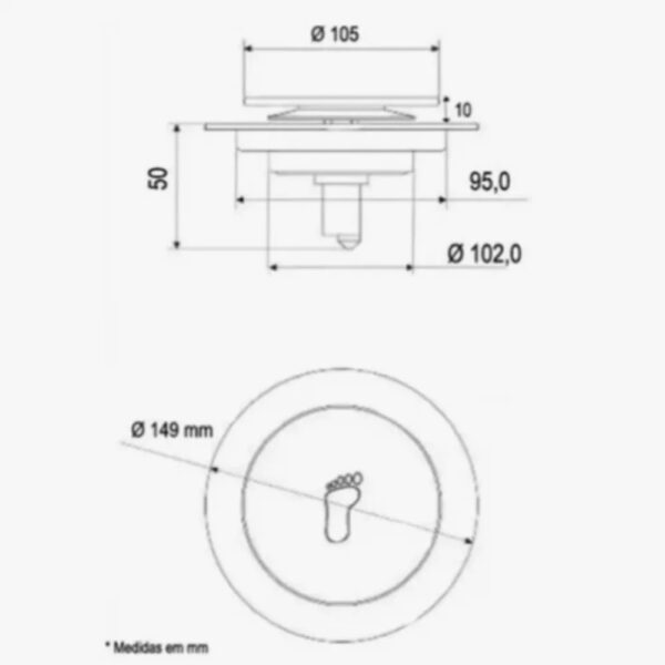 Ralo Inteligente Ideal Click 15x15 Redondo Inox Preto Fosco - Image 4