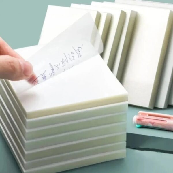 Kit 2 Bloco Post It 50 Unidades Notas Adesivas Transparentes 75mm x 75mm | Escola | Escritório | Bloquinho Anotações