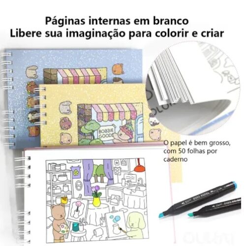 Livro De Colorir Bobbie Goods Capa Dura | 50 Páginas | 420g | Acabamento de Luxo