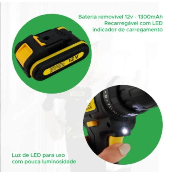 Parafusadeira e Furadeira sem Fio Kokay SC-99 com Maleta e Acessórios-Bateria 12V Li-íon - Image 4